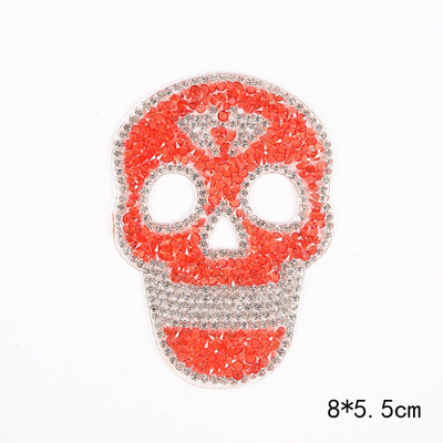 Αυτοκόλλητο Balck Silver Red Skull Diamond Sequin Patches για σίδερο ρούχων σε ρούχα μεταφοράς Απλικές σήμα ρίγες