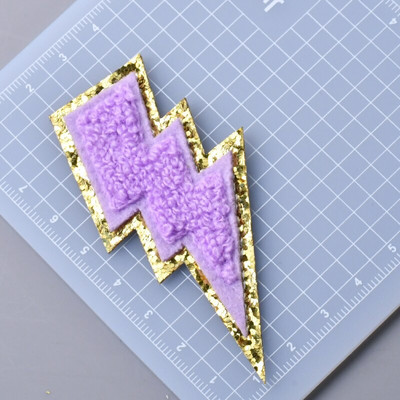 5 buc./lot Calcat pe Patch-uri Autocolant pentru haine Star Smiles Curcubeu Fulger Avion Heat Press Applique Chenille Broderie