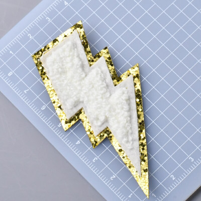 5 buc./lot Calcat pe Patch-uri Autocolant pentru haine Star Smiles Curcubeu Fulger Avion Heat Press Applique Chenille Broderie