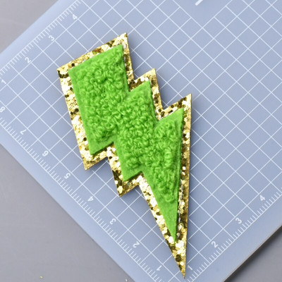 5 buc./lot Calcat pe Patch-uri Autocolant pentru haine Star Smiles Curcubeu Fulger Avion Heat Press Applique Chenille Broderie