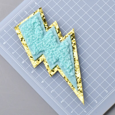 5 buc./lot Calcat pe Patch-uri Autocolant pentru haine Star Smiles Curcubeu Fulger Avion Heat Press Applique Chenille Broderie