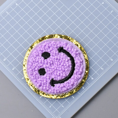 5 buc./lot Calcat pe Patch-uri Autocolant pentru haine Star Smiles Curcubeu Fulger Avion Heat Press Applique Chenille Broderie