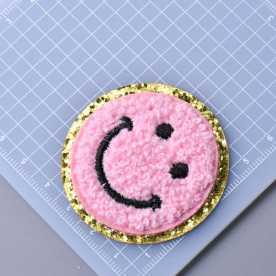 5 buc./lot Calcat pe Patch-uri Autocolant pentru haine Star Smiles Curcubeu Fulger Avion Heat Press Applique Chenille Broderie