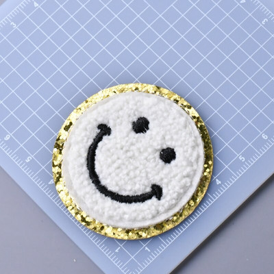 5 buc./lot Calcat pe Patch-uri Autocolant pentru haine Star Smiles Curcubeu Fulger Avion Heat Press Applique Chenille Broderie