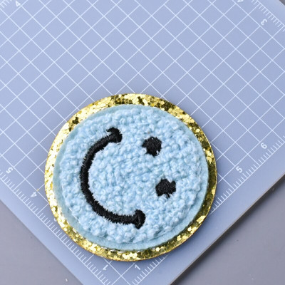 5 buc./lot Calcat pe Patch-uri Autocolant pentru haine Star Smiles Curcubeu Fulger Avion Heat Press Applique Chenille Broderie