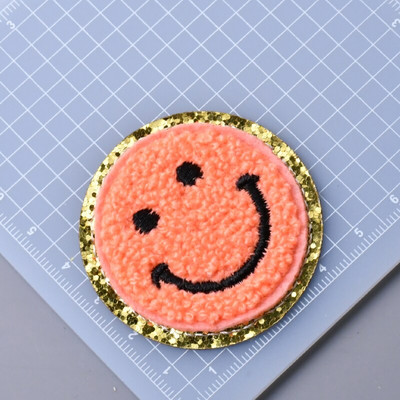 5 buc./lot Calcat pe Patch-uri Autocolant pentru haine Star Smiles Curcubeu Fulger Avion Heat Press Applique Chenille Broderie