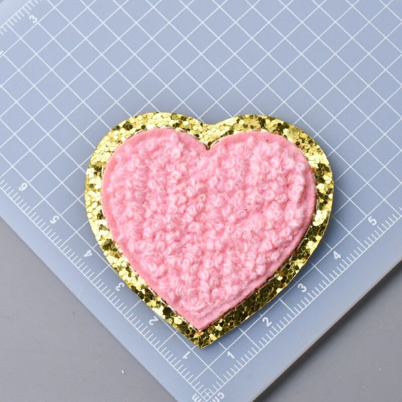 5 buc./lot Calcat pe Patch-uri Autocolant pentru haine Star Smiles Curcubeu Fulger Avion Heat Press Applique Chenille Broderie