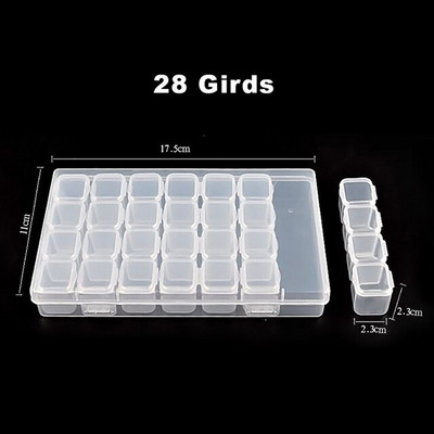 28/56/224 pesa läbipaistev plastikust hoiukast Teemantmaalimise tarvikud Tööriist küünekunstiga kivihelmeste hoiukarp