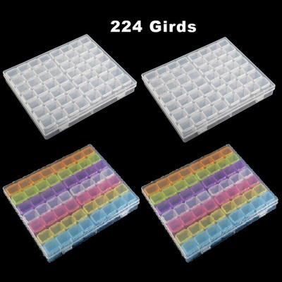 28/56/224 pesa läbipaistev plastikust hoiukast Teemantmaalimise tarvikud Tööriist küünekunstiga kivihelmeste hoiukarp