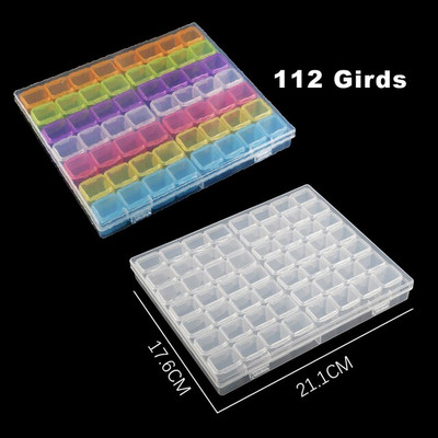 28/56/224 pesa läbipaistev plastikust hoiukast Teemantmaalimise tarvikud Tööriist küünekunstiga kivihelmeste hoiukarp