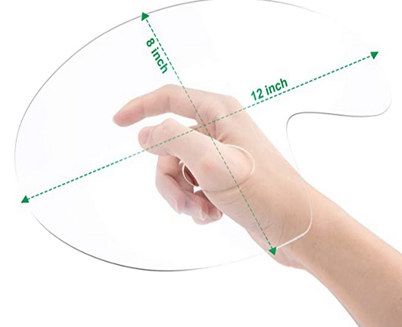 Akrüülvärvide palett pöidlaauguga, läbipaistev värvialus 12 x 8 tolli ovaalne kunstnikualus õliakvarell-meisterdamise kunstivärvi jaoks