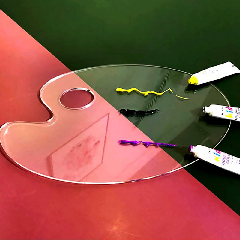 Akrüülvärvide palett pöidlaauguga, läbipaistev värvialus 12 x 8 tolli ovaalne kunstnikualus õliakvarell-meisterdamise kunstivärvi jaoks