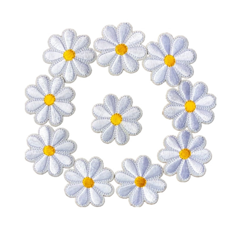 10 TK Tikandid Daisy Päevalille Lilled Õmble Triikraud Plaastri Märgid Karikakra kott Müts Teksad Riided Aplikatsioon Ise ise käsitöö