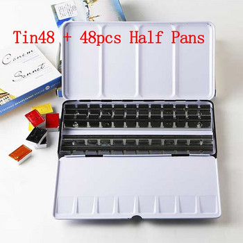 Ακουαρέλα Χρώμα Παλέτα Τσιγκέ Παλέτα Ζωγραφικής Δίσκος αποθήκευσης Κουτί με Πλήρες τηγάνια/Μισά τηγάνια Art Painting Paints Tins Box
