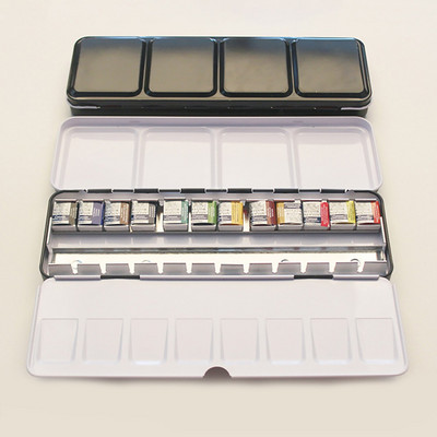 Ακουαρέλα Χρώμα Παλέτα Τσιγκέ Παλέτα Ζωγραφικής Δίσκος αποθήκευσης Κουτί με Πλήρες τηγάνια/Μισά τηγάνια Art Painting Paints Tins Box