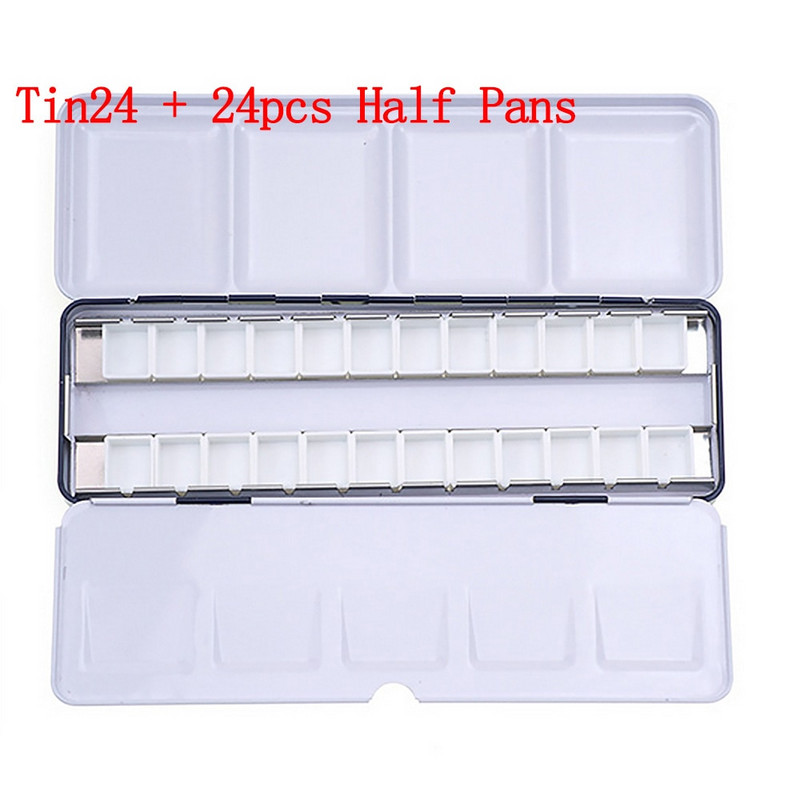 Akvarelės spalvotų dažų skardinių dėžutės paletės paveikslų laikymo dėklo dėžutė su 24/48 pilnomis keptuvėmis / puse skardų Meno tapybos dažų skardinių dėžutė