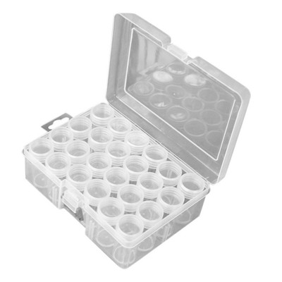 Μπουκάλια αποθήκευσης Rhinestone Στρογγυλά Πλαστικά Δοχεία κοσμημάτων Άδεια Nail Art Bead Organizers Κουτιά 24τμχ με θήκη