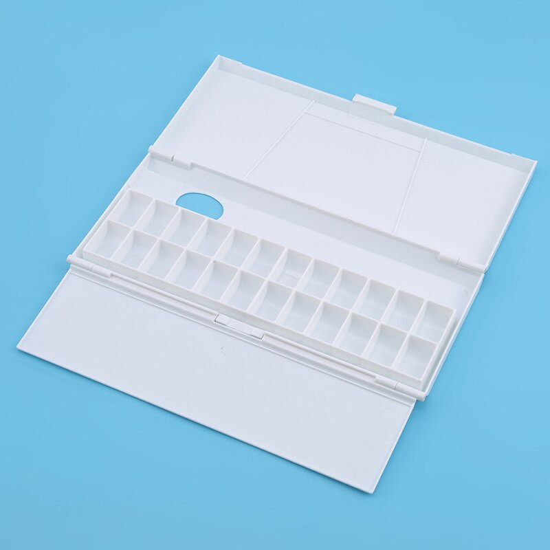 Λευκά Εργαλεία Σχεδίου Αναδιπλούμενο Πτυσσόμενο 24 Πλέγμα Κουτί βαφής PP Μεγάλα είδη τέχνης Δίσκος παλέτας ακουαρέλας 26,5 * 12 * 2,3 εκ.