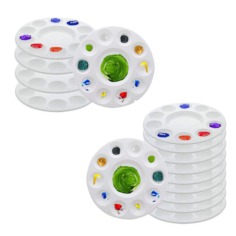 5/10 vnt Apvalių dažų padėklų paletė Baltų dažų padėklai Akvarelės paletės įrankis Lengvai valomas dažymo reikmenys Daugkartinis dažų padėklas