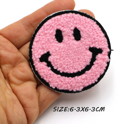 5 бр./лот усмивка кръгли лепенки кърпа шенилна бродерия дреха апликация ютия върху кръпка за облекло консумативи украса аксесоари