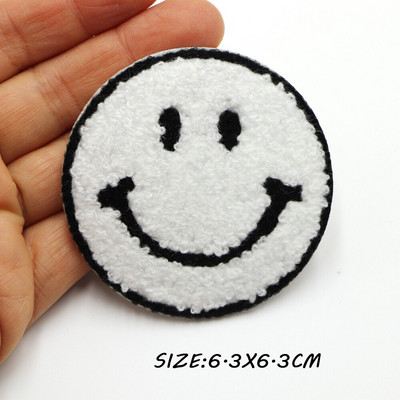 5 бр./лот усмивка кръгли лепенки кърпа шенилна бродерия дреха апликация ютия върху кръпка за облекло консумативи украса аксесоари