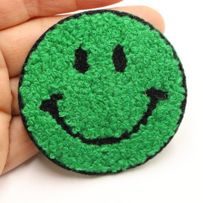 5 бр./лот усмивка кръгли лепенки кърпа шенилна бродерия дреха апликация ютия върху кръпка за облекло консумативи украса аксесоари