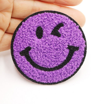 5 бр./лот усмивка кръгли лепенки кърпа шенилна бродерия дреха апликация ютия върху кръпка за облекло консумативи украса аксесоари