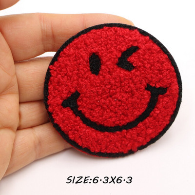 5 бр./лот усмивка кръгли лепенки кърпа шенилна бродерия дреха апликация ютия върху кръпка за облекло консумативи украса аксесоари
