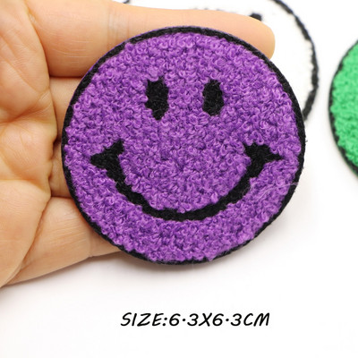 5 бр./лот усмивка кръгли лепенки кърпа шенилна бродерия дреха апликация ютия върху кръпка за облекло консумативи украса аксесоари