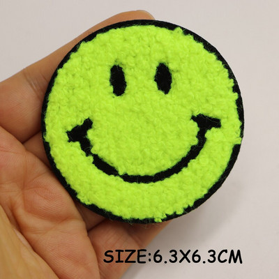 5 бр./лот усмивка кръгли лепенки кърпа шенилна бродерия дреха апликация ютия върху кръпка за облекло консумативи украса аксесоари