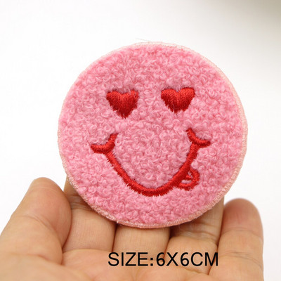 5 бр./лот усмивка кръгли лепенки кърпа шенилна бродерия дреха апликация ютия върху кръпка за облекло консумативи украса аксесоари