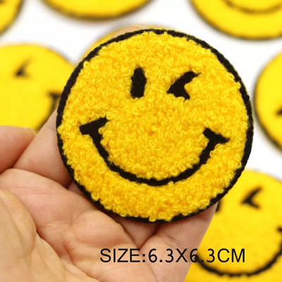 5 бр./лот усмивка кръгли лепенки кърпа шенилна бродерия дреха апликация ютия върху кръпка за облекло консумативи украса аксесоари