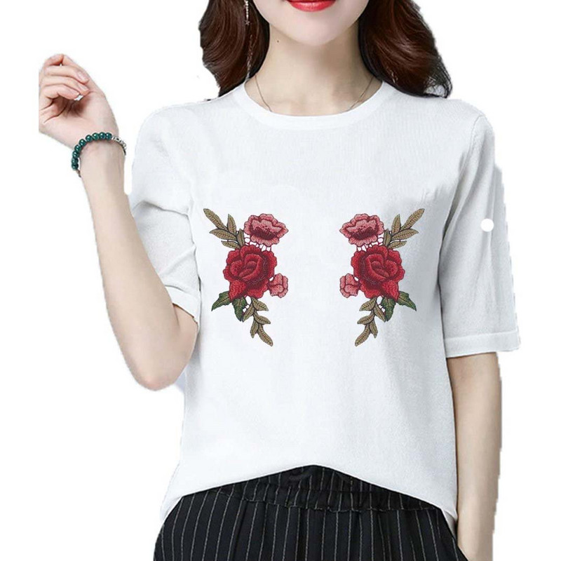 Vörös rózsa virágfolt varrni vászonjelvényt, hímzett virágos rátéttel díszítő foltok Scrapbooking