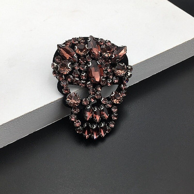 Υψηλής ποιότητας τρισδιάστατα χειροποίητα στρας με χάντρες Μπαλώματα κρανίου για ρούχα Biker Jeans Μαύρα πανκ κεντήματα απλικέ Διακριτικά ρίγες