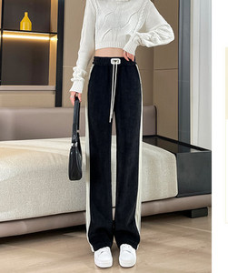 Pantaloni casual de dama cu piping