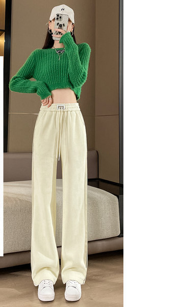 Pantaloni casual de dama cu piping