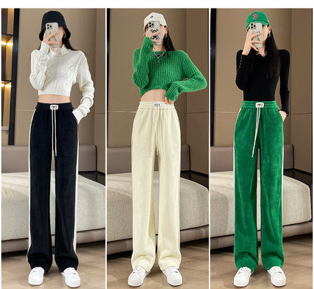 Pantaloni casual de dama cu piping