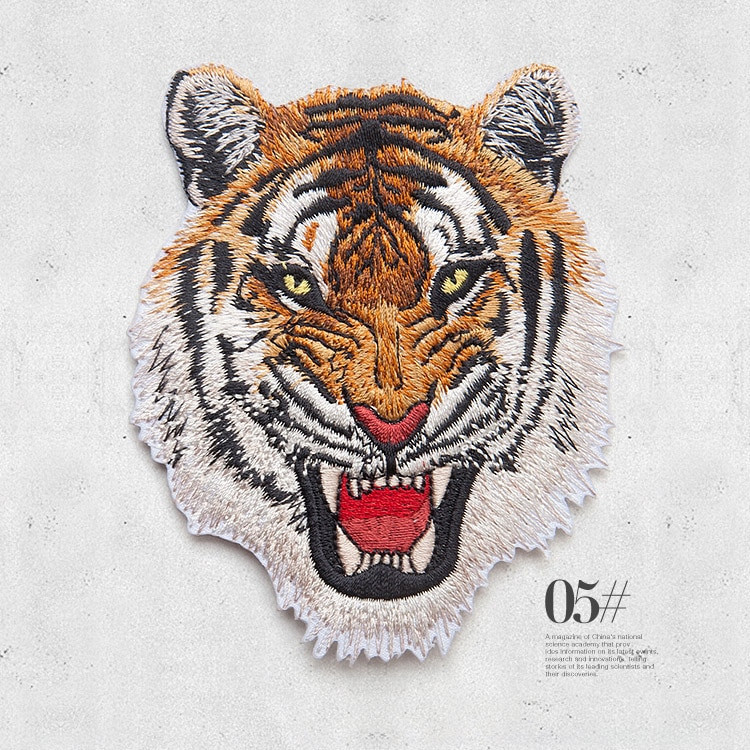 Leopard Tiger Lion Wolf Κέντημα σίδερο σε μπαλώματα για ρούχα απλικέ DIY καπέλο φόρεμα αξεσουάρ υφασμάτινο αυτοκόλλητο ζώο