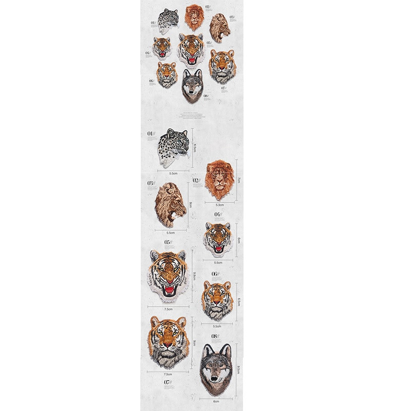 Leopard Tiger Lion Wolf Κέντημα σίδερο σε μπαλώματα για ρούχα απλικέ DIY καπέλο φόρεμα αξεσουάρ υφασμάτινο αυτοκόλλητο ζώο