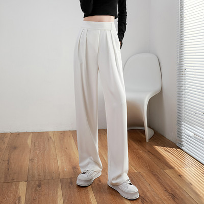 Moderne ženske hlače s ravnim nogavicama visokog struka