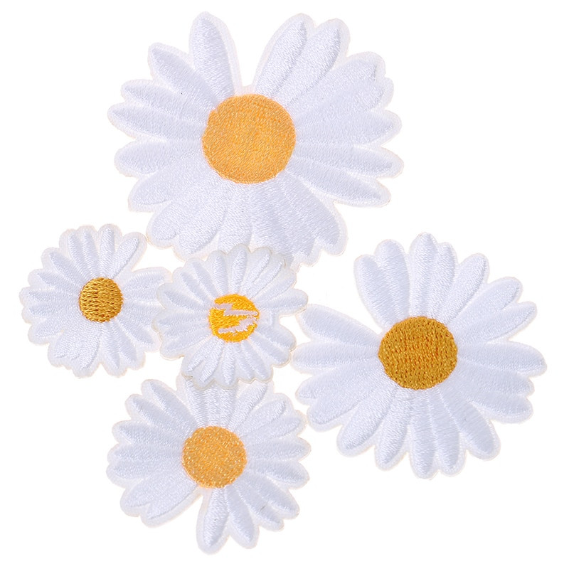 5 τμχ DIY Small Sun Flower Daisy Ebroidery Patches για σίδερο ρούχων σε ρούχα Αυτοκόλλητο ρίγες σιδερένιο σίδερο επιδιόρθωση τρύπας απλικέ