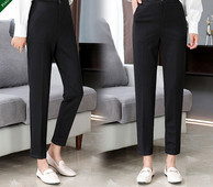 Γυναικείο παντελόνι με ψηλή μέση - μαύρο χρώμα