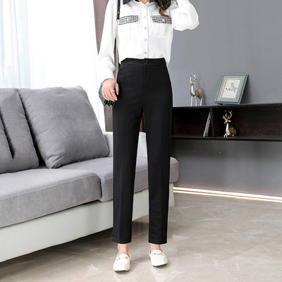 Γυναικείο παντελόνι με ψηλή μέση - μαύρο χρώμα