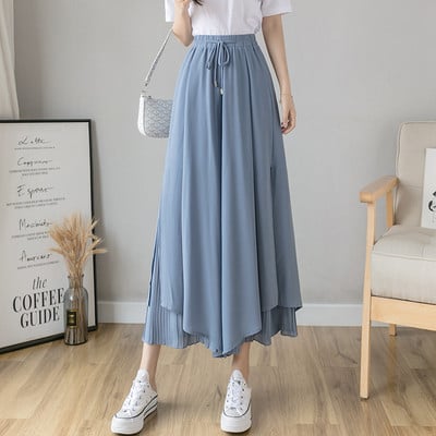 Moteriškos plačios kelnės su raišteliais