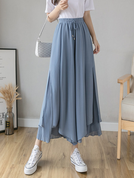 Moteriškos plačios kelnės su raišteliais