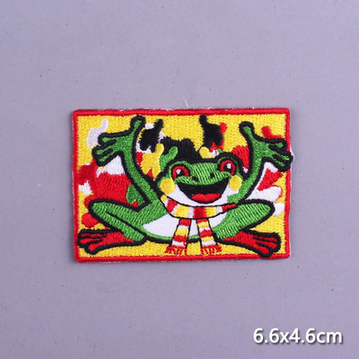 Multifilmi konnaplaaster Oeteldonki embleemplaastrid rõivaste triikimisrakenduste jaoks. DIY Frog Carnival Hollandis triikimisplaastrid