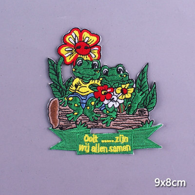 Multifilmi konnaplaaster Oeteldonki embleemplaastrid rõivaste triikimisrakenduste jaoks. DIY Frog Carnival Hollandis triikimisplaastrid