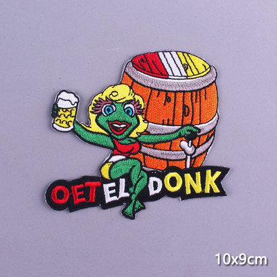Multifilmi konnaplaaster Oeteldonki embleemplaastrid rõivaste triikimisrakenduste jaoks. DIY Frog Carnival Hollandis triikimisplaastrid