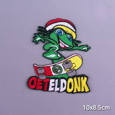 Multifilmi konnaplaaster Oeteldonki embleemplaastrid rõivaste triikimisrakenduste jaoks. DIY Frog Carnival Hollandis triikimisplaastrid