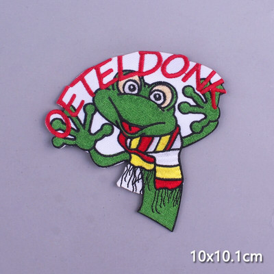 Multifilmi konnaplaaster Oeteldonki embleemplaastrid rõivaste triikimisrakenduste jaoks. DIY Frog Carnival Hollandis triikimisplaastrid